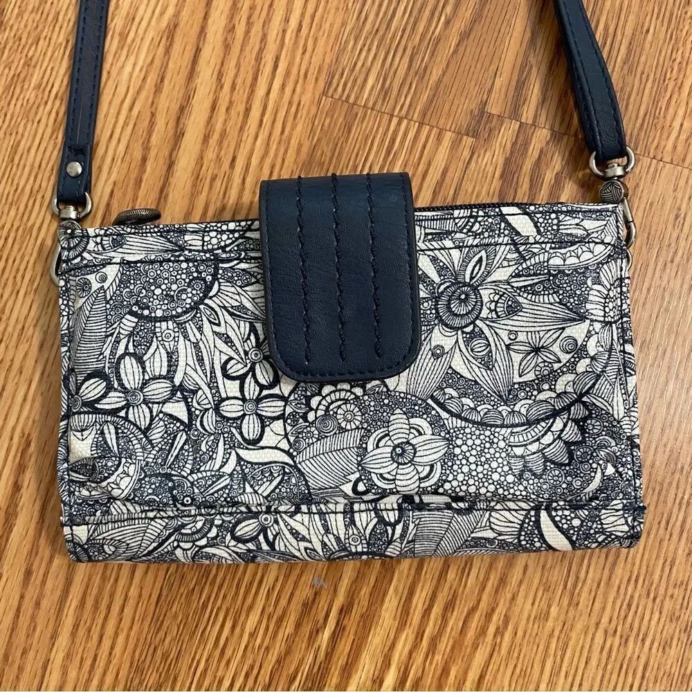 Sakroots Olympic Navy Floral Crossbody Phone Holder Wallet